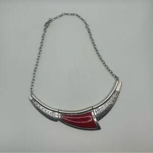 Silver and Red Statement Necklace